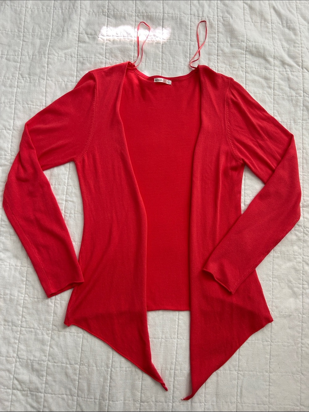 Lightweight Bright Coral Open-Front Women's Cardigan